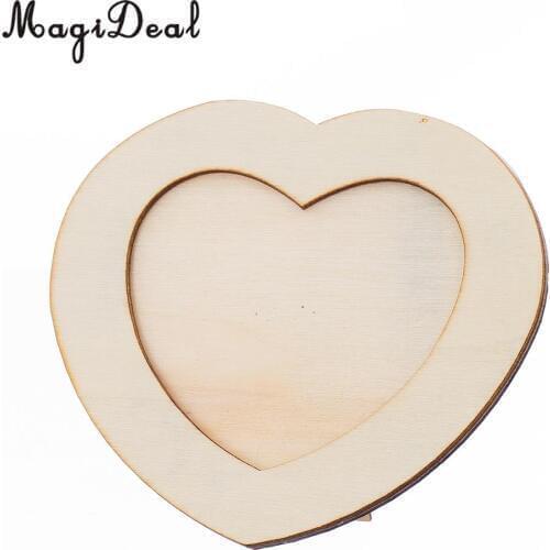 MagiDeal Wooden LOVE HEART Photo Frame DIY Picture Frame Art Craft Base Photo Frame Wedding Child Birthday Gift