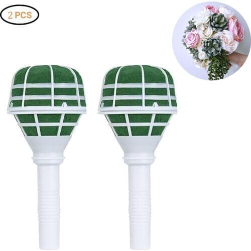 2PCS Foam Bouquet Holder Floral Plastic Wedding Supplies Flower Holder Decoration DIY Bridal Floral Foam Bouquet Handle Base