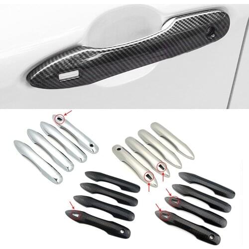 For Toyota Camry Corolla Puris Avalon Carbon Fiber Color Exterior Refit Chrome Door Handle Cover Trim Protection Sticker