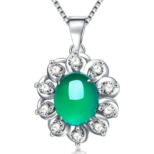 Chinese Natural Green Chalcedony Hand-carved Water Drop Pendant Fashion Boutique Jewelry Women Necklace Popular Gifts