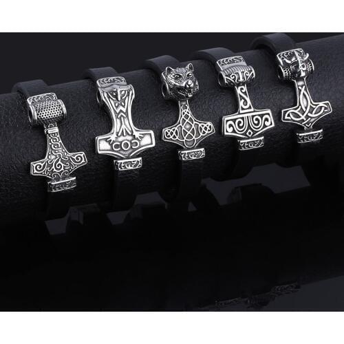 SG Punk Cool Norse Viking Bracelets Bangles Viking Woft Lion Head Cuff Bracelet Odin Thors Hammer Ajorca Men Women Jewelry Gift