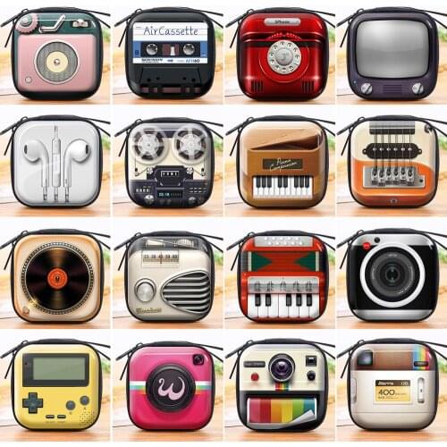 Retor Record Square Tinplate Box Headphones Holder Coin Storage Box Jewelry Organizer Candy Gifts Box