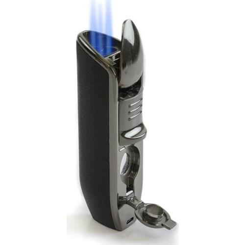 Jobon Metal Jet Butane Pipe Lighter Gas Triple Torch Turbo Windproof Cigar Lighter Gadgets For Men Carrying A Cigar Cutter