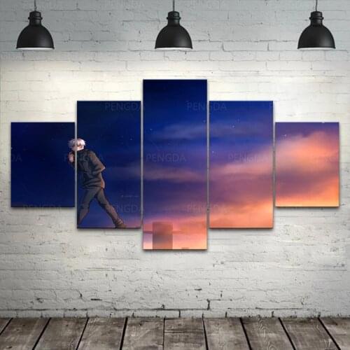 Modular Gojo Satoru Canvas Painting HD Prints 5 Pcs Anime Pictures Wall Art Jujutsu Kaisen Poster Home Decor Corridor Framework