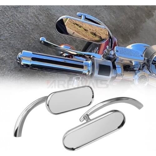Motorcycle Chrome Mini Oval Left & Right Side Mirror For Harley Touring Electra Glide Dyna Fatboy Softail Sportster Breakout