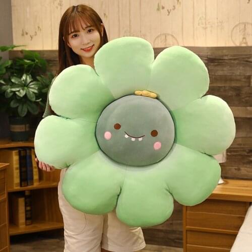 Kawaii Flower Animal Plush Pillow Stuffed Seat Cushions Dinosaur Rabbit Pig Bear Soft Toy Cartoon Plushie Floor Mat Decor Home
