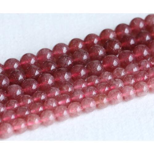 Real Genuine Natural Strawberry Quartz Pink Round Loose 6mm 8mm 10mm 15" 05174