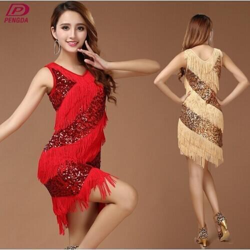 New Latin Dance Costumes High-grade Sequins Tassels Latin Dance Skirts Costumes Adult Dance Costumes B-5610
