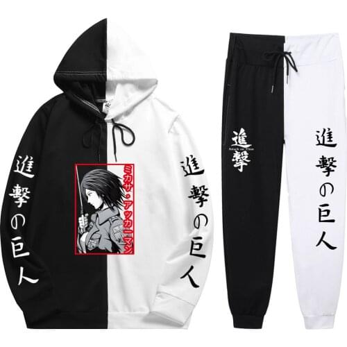 New Japanese Anime Attack on Titan Hoodie Pants Casual Men Women Tracksuits Casual Jogging Suits Harajuku
