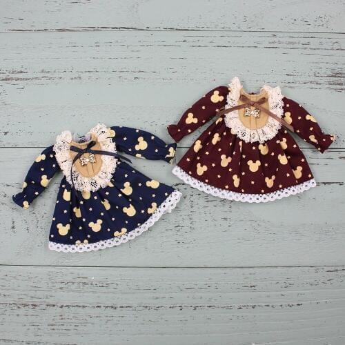 Clothes for Blyth 1/6 Doll Prints Mickey Dress Lace Lotita Outfit ICY Licca Body Neo Free Shipping