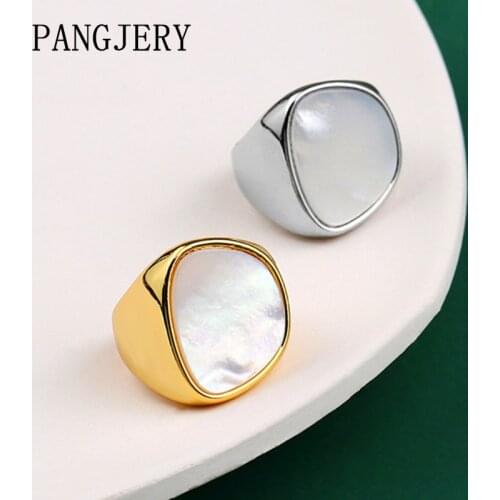 PANGJERY 925 Sterling Silver Rings for Charm Women INS Fashion Luxury Exquisite Shell Geometric Engagement Fine Jewelry Gifts