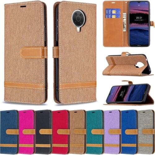 Shockproof Wallet Case for Nokia 1.4 G20 Fundas Denim Mixed Color Card Holder Flip Leather Lanyard Full Protection Phone Cover