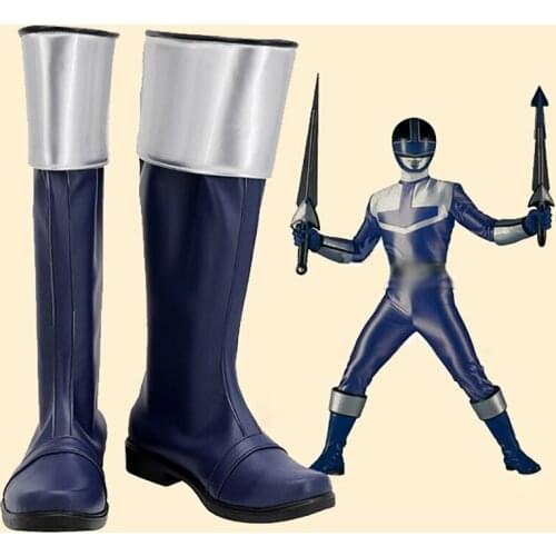 Mirai Sentai Timeranger Time Blue Cosplay Boots Blue Shoes Custom Made Any Size