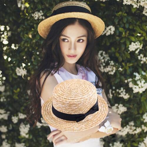 New Fashion Women Girls Boho Sun Beach Straw Hats Wide Brim Summer Caps Parent-Child Girls Ladies Holiday Sun Hats with Bow