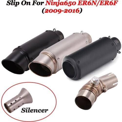 Slip On For KAWASAKI Ninja650 ER6N ER6F 2009-2016 Motorcycle Exhaust Pipe Mofidy Muffler Escape Moto Middle Link Tube DB Killer