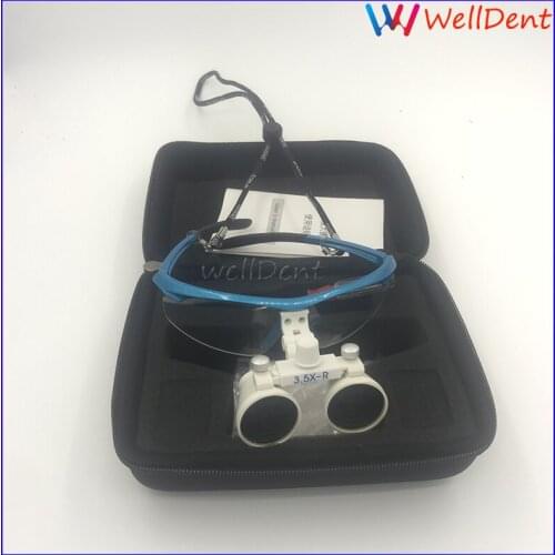 Dentist Dental Loupes Magnifier Glasses 3.5 X R Surgical Binocular Loupes Magnifier Glasses Blue