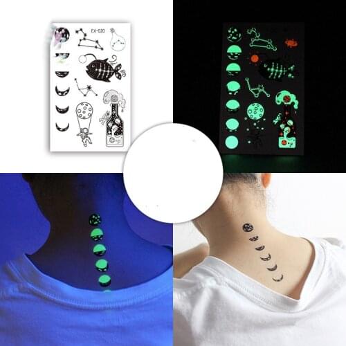 1Pcs Halloween Luminous Tattoo Ghost Taty for Kids Fake Tattoo Witch Glowing In Dark Waterproof Temporary Tattoo Stickers