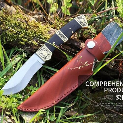 High Quality hunting knifes wood handle camping survival tactical fixed knife hunting knives Combat Straight knife tool + Sheath