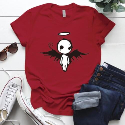 Dark Angel Printing Graphic T Shirts Harajuku O-neck Gothic Woman Tshirts Casual Plus Size S-5xl Angel Tops Mujer Camisetas