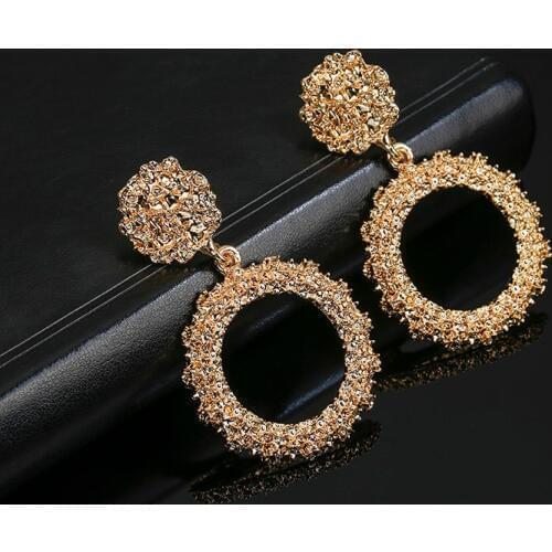 JIOFREE New Popular Vintage Clip on Earrings for Women Big Round Statement Earrings Wedding Party Jewelry