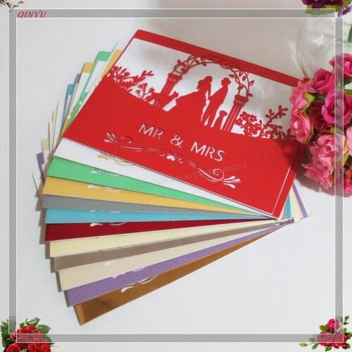 10pcs Name Cards Elegant Engagement Flower Wedding Invitations Card Wedding Favors Pearlscent Paper Cards yellow 12*18cm5z SH070