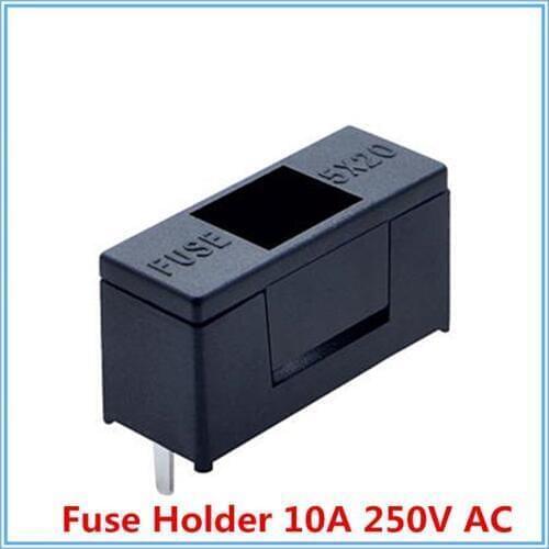 100pcs/lot 5*20mm Glass Fuse Holders 5x20 Black, Insurance tube socket Fuse Holder 10A 250V AC