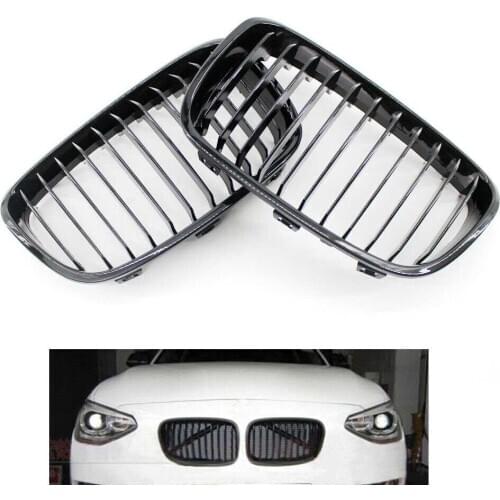 2Pcs Car Front Gloss Black Grille Grilles fit for BMW F20 2011-2014 Durable ABS