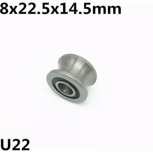 2pcs U22 8x22.5x14.5x13.5 mm U Groove Ball Bearing Guide Track Roller Bearings U-22 wheel ball bearing High quality