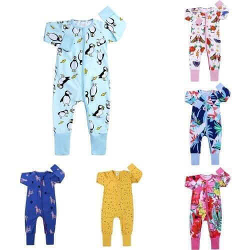 2020 Newborn Baby Spring/Autumn Cotton Clothing Baby Grils Christmas Romper Boys Animal Floral Costumes Pajama Roupa
