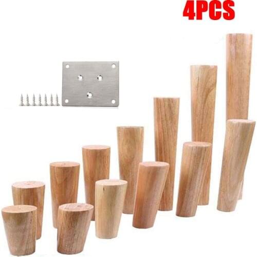 4PCS Wooden Table Sofa Legs For Furniture Solid Wood Foot Wardrobes Cabinets Closets TV Stand Racks Cabinet Legs For Bed Frame