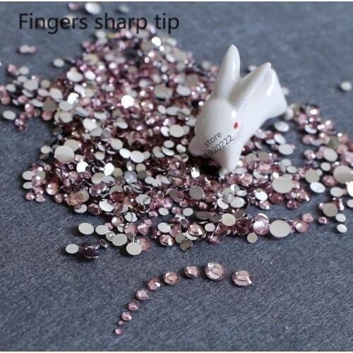 400pcs SS6-SS30 Mixed Size charming beautiful Pink 14 facet round diamond sparkling acrylic nail art decoration N03