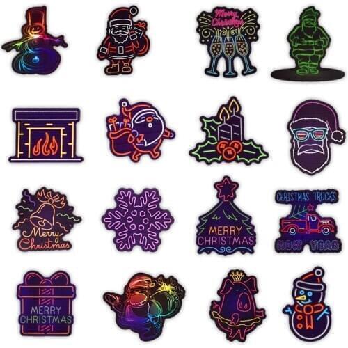 50pcs Neon lamp Christmas Waterproof Stickers Kids Toy Sticker For DIY Luggage Laptop Skateboard Car Decor Funny Sticker