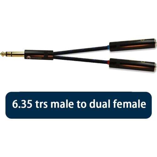 6.35mm ( 1/4" ) Stereo Male to 2 X 6.35 mm dual Female Y Splitter Adapter Audio Cable 20cm Double 6.5mm Amplifier Cord Plug