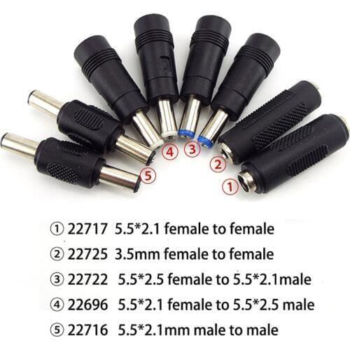 5.5X 2.1MM female to 5.5X 2.1 2.5mm 3.5mm DC power jack female male plug adapter Connectors 5525 5521 3.5x1.35mm Tips adaptor