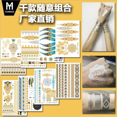 Bohemien Style Bracelet Design Temporary Metallic Tattoo, New Arrival Flash Inspired Body Tattoos T1823