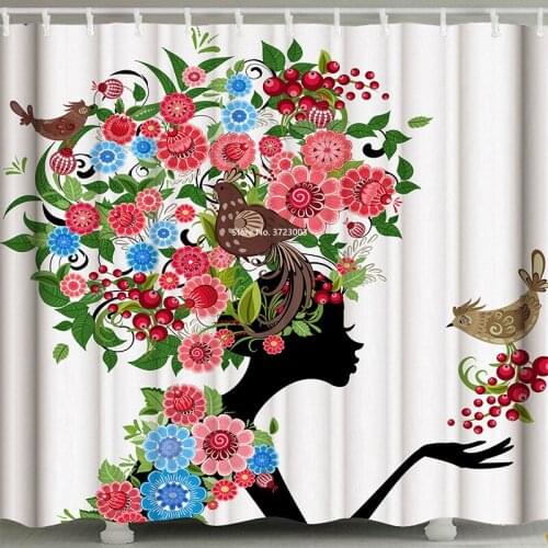 Personality Girl Turtle Puppy Print Bathroom Decoration Shower Curtain Waterproof Polyester Fabric Shower Curtain