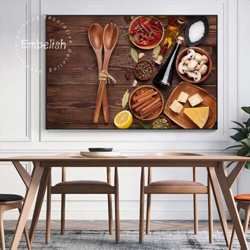 Grains Spices Spoon Kitchen Canvas Painting Cuadros Modern Scandinavian Posters and Prints Wall Art Foods Picture Living Room