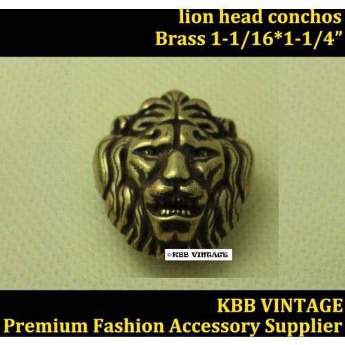 KBE03) 50pc Large Lion-Head Concho Screwback Conchos Leathercraft Antique-Bronze