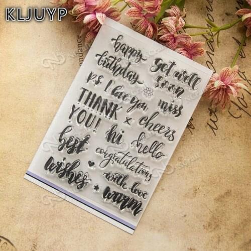 KLJUYP 1 sheet DIY Thank You Design Transparent Clear Rubber Stamp for kids Seal Paper Craft Scrapbooking Decoration