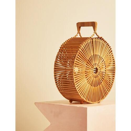 SAFEBET Magnet Round Bamboo Bag Handmade Woven Storage Bags Summer Hollow Beach Handbag Casual Tote Travel Organizer Drop Ship