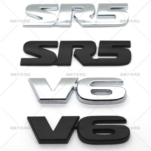 Metal SR5 Badge V6 V8 Emblem Decals Rear Trunk Displacement Stickers Car Styling For Toyota Tundra Pick-up Truck Car Accessories