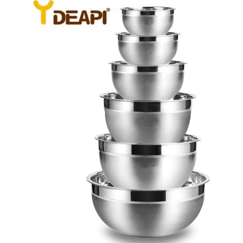 YDEAPI Stainless Steel Mixing Bowls (Set of 6) Non Slip Nesting Whisking Bowls Set Mixing Bowls For Salad Cooking Baking