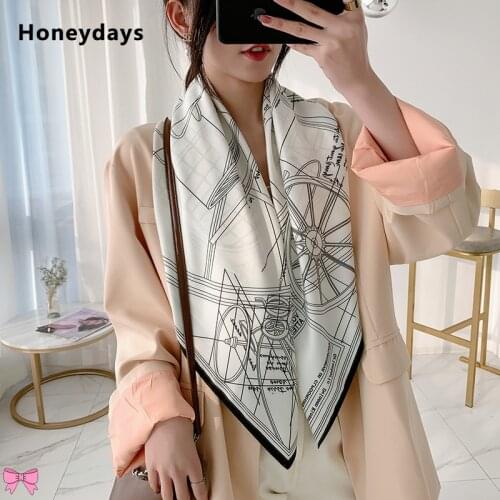 Fashion Print Ladies 90*90cm Square Scarf Travel Shawls and Wraps Elegant Ladies Neckerchief Bandanas Foulards Handkerchief Gift