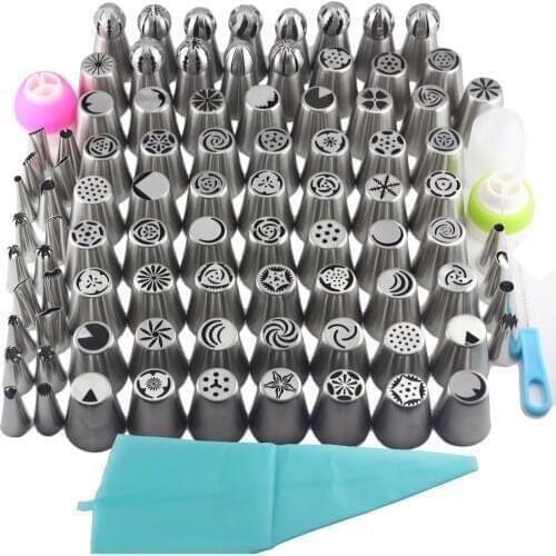 Mujiang 93 Pcs/Set Stainless Steel Russian Spherical Ball Icing Piping Nozzles Pastry Tips Cupcake Fondant Cake Decorating Tools