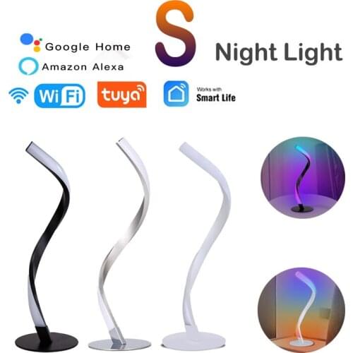 Tuya Smart S Shape Table Lamp Wifi Spiral Bedside Lamp Colorful Decoration Serpentine Night Light With Alexa Google Smart Life
