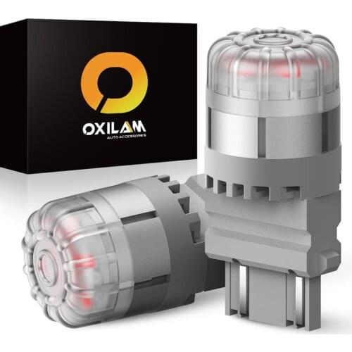OXILAM 2Pcs Car Brake Stop Light 7443 Led 7440 T20 W21W W21/5W Super Bright Red Auto Parking Lamp Tail Light Bulbs For Bmw Audi
