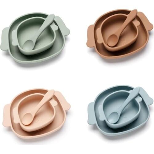 Baby Milestones Gift Set Solid Food Dining Appliance Baby Kawaii Feeding Food Bowl Tray Dishes Plates Spoon Cup Baby Essentials