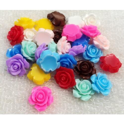 Sale by bulk 150pcs Mixed Color 15mm Flat Back Resins Cabochon Scrapbook 3D Resin Rose Flower Fit Phone Embellishment-B02A*5