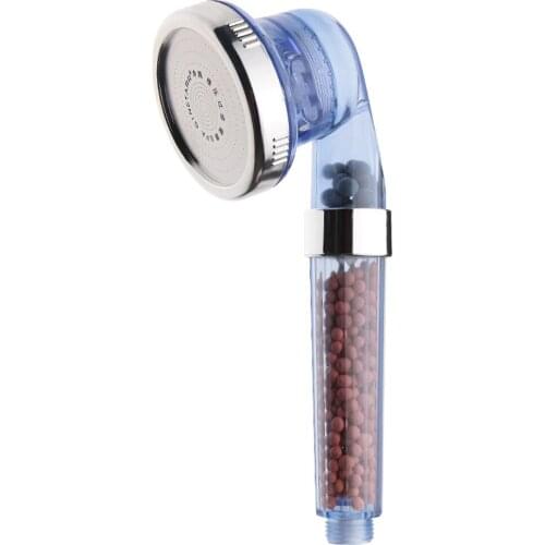 3Mode Adjustable Blue Anion SPA Massage Bathroom Shower Sprayer Head Filter Shower Bracket Clamp Holder N2