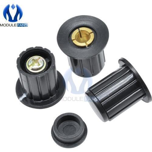 5PCS Black Potentiometer Rotary Knob Adjustable Wirewound Potentiometer Cap WXD3-13 WXD3-12 1W 2W 3590S Insert 4mm Plastic Metal